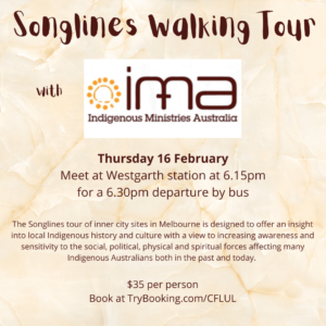Details of Songlines Walking Tour event on Thursday 16 February 2023